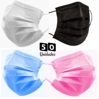 Caixa de 50 Máscaras Descartáveis Tripla Camada para Proteção Facial em Oferta na Shopee
