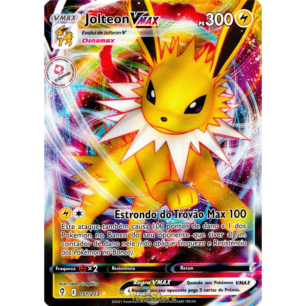 Carta Pokemon Jolteon VMAX Português Card Original Copag Arte Alternada