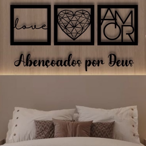 Kit Quadros Decorativos para Decoração de Quarto Sala Casa Cozinha + Frase Abençoados por ...
