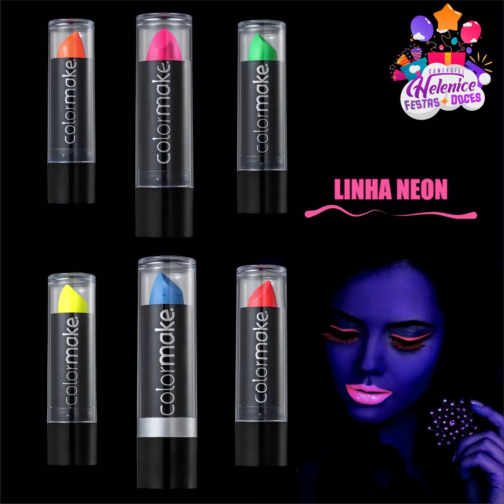 1 Batom Neon Fluorescente Color Make Balada Festa neon, Casamento e 15 Anos