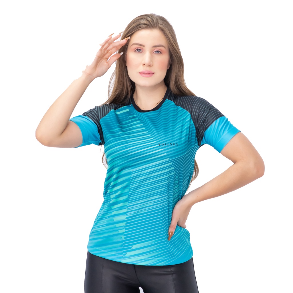 Blusa Feminina Dry Fit Academia Baby Look Poliéster Proteção UV Esportiva