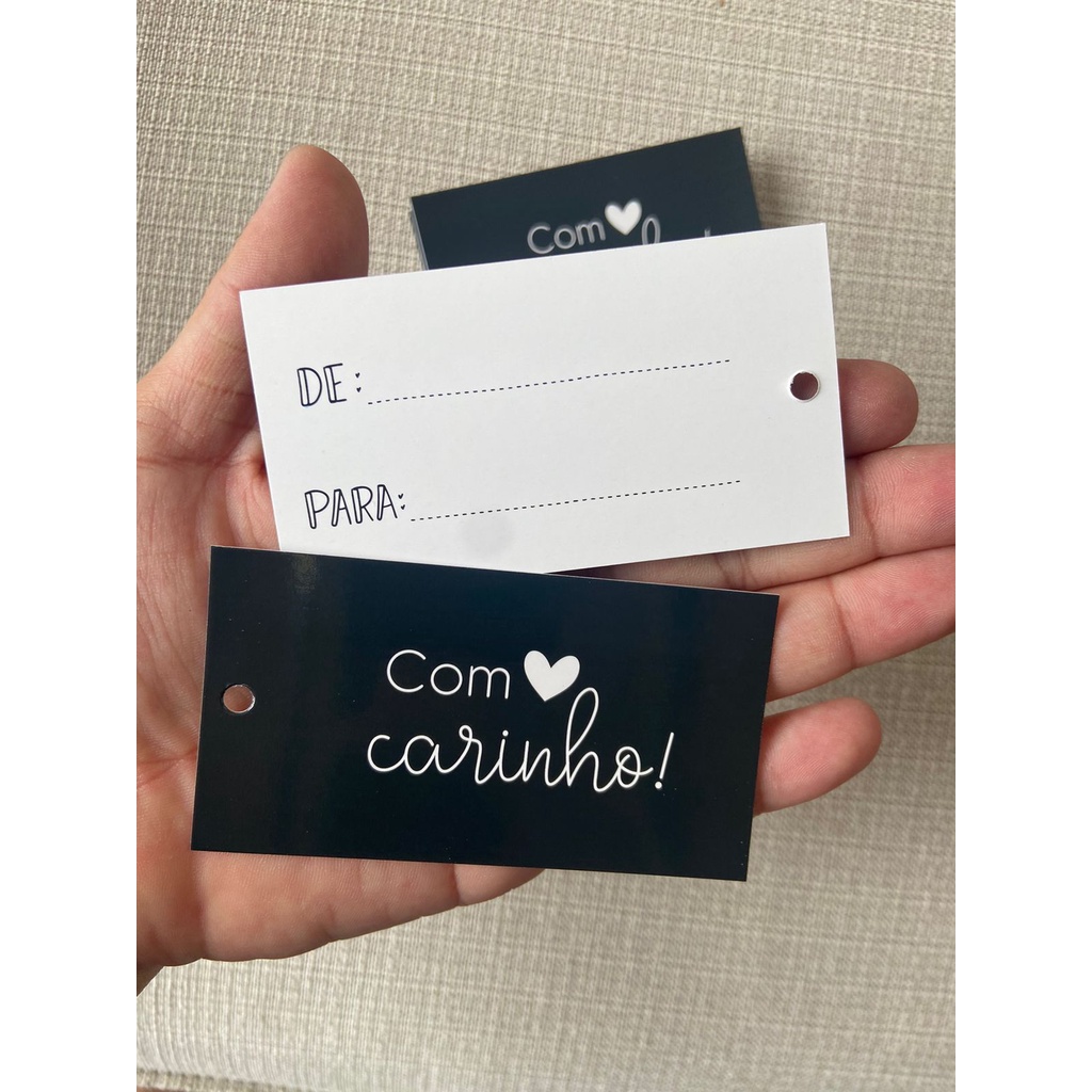 Tag / Cartão Com Carinho - De: Para: para ser usado em presente, lembrancinha