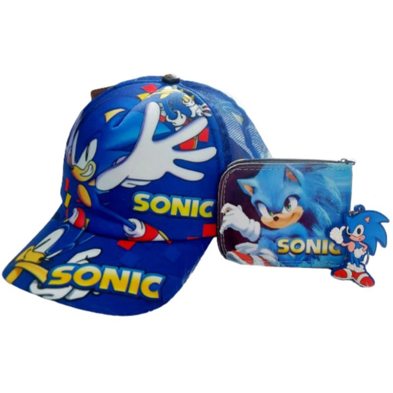 Kit Boné, chaveiro e Carteira Sonic o filme infantil Trucker