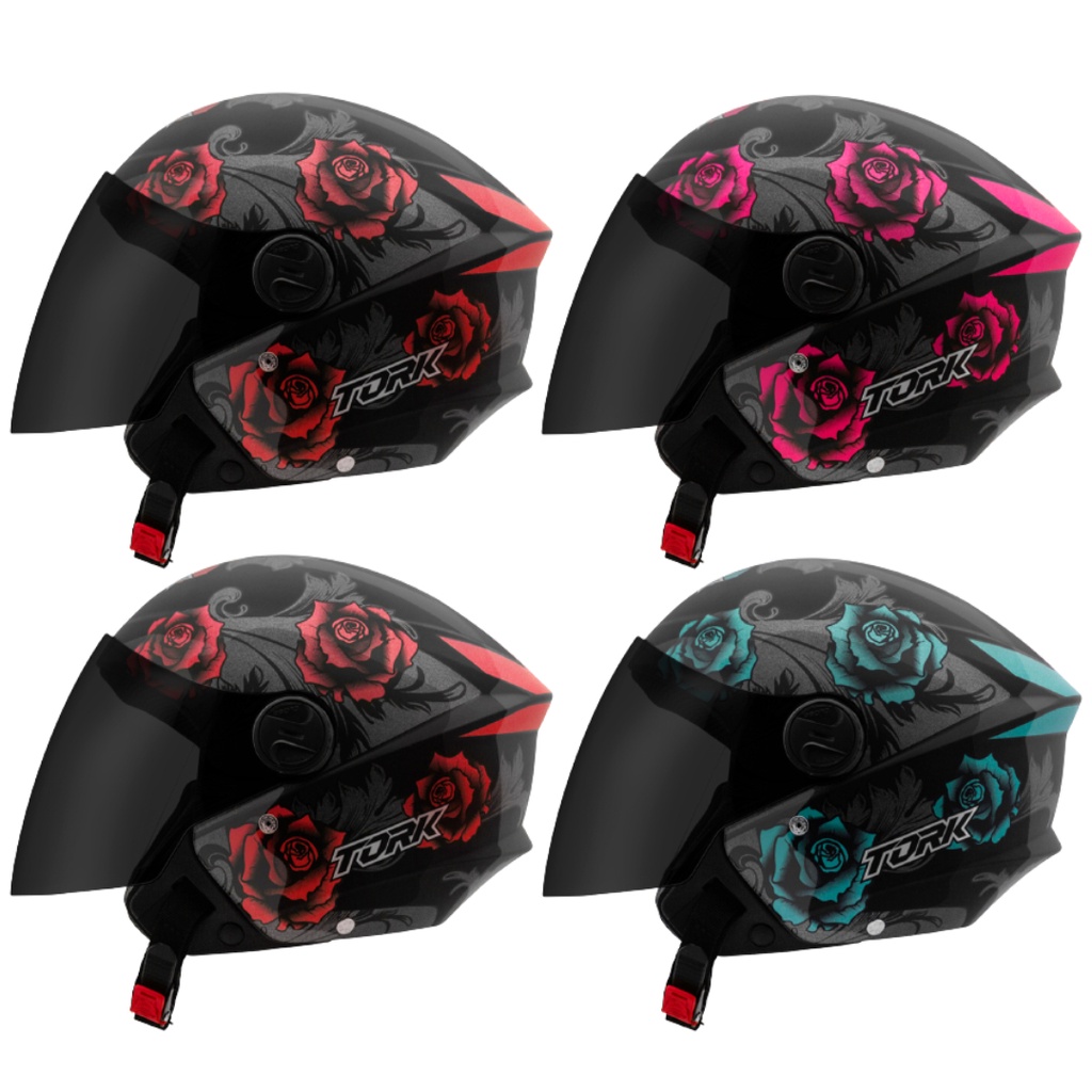 Capacete Aberto New Liberty Three 3 Flowers Elite Pro Tork Masculino Feminino Promoção Lançamento