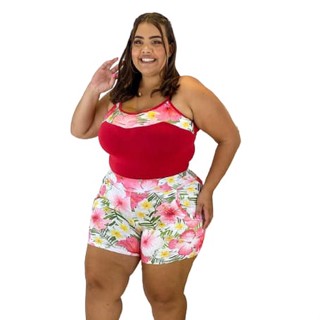 Plus Size Feminino Conjunto M ao G3 Blusa + Short Estampado.