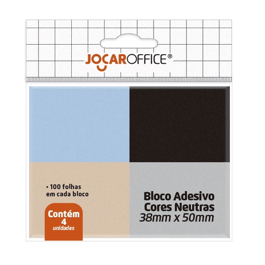 Bloco De Notas Adesivo Cores Neutras Com 4 Blocos De 100 Folhas 38x50mm JOCAR OFFICE Shopee