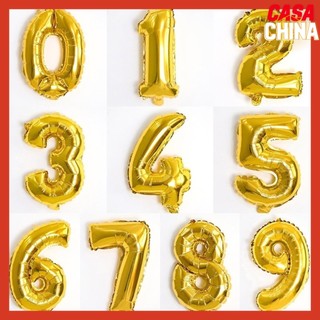 Kit c/ 10 Balões Metalizados Números Dourado 16 polegadas 40 cm