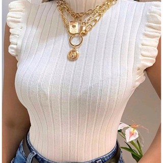 Blusinha feminina blusa trico garrafinha tricot manga babado