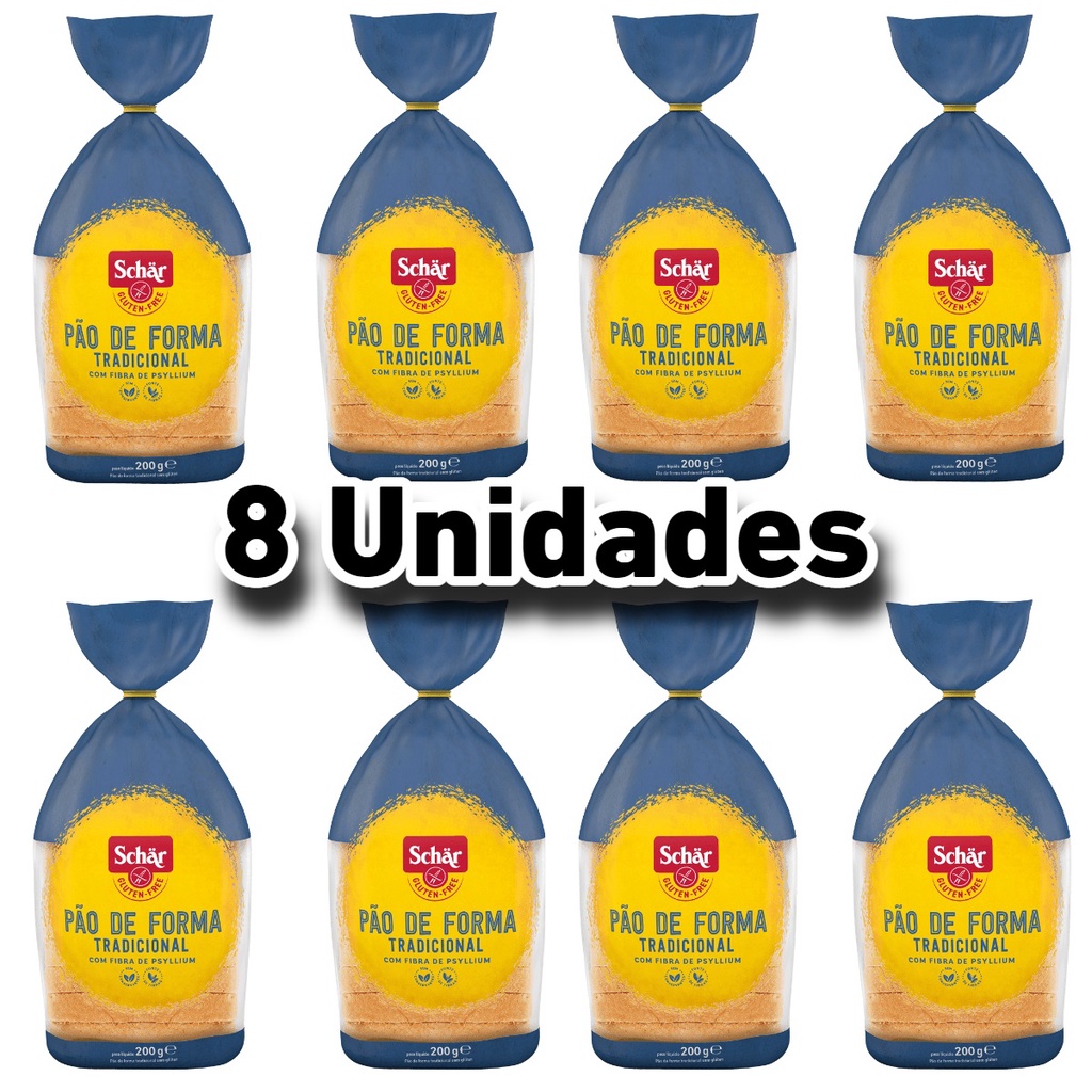 8 Unidades Cx/ Fechada Pão de Forma Tradicional Sem Glúten e Lactose 200g Schar
