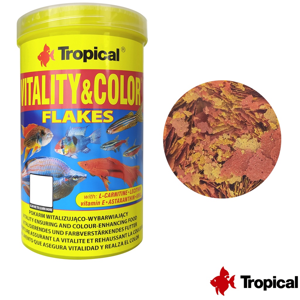 Ração Para Peixes Vitality & Color Flakes 100g Tropical