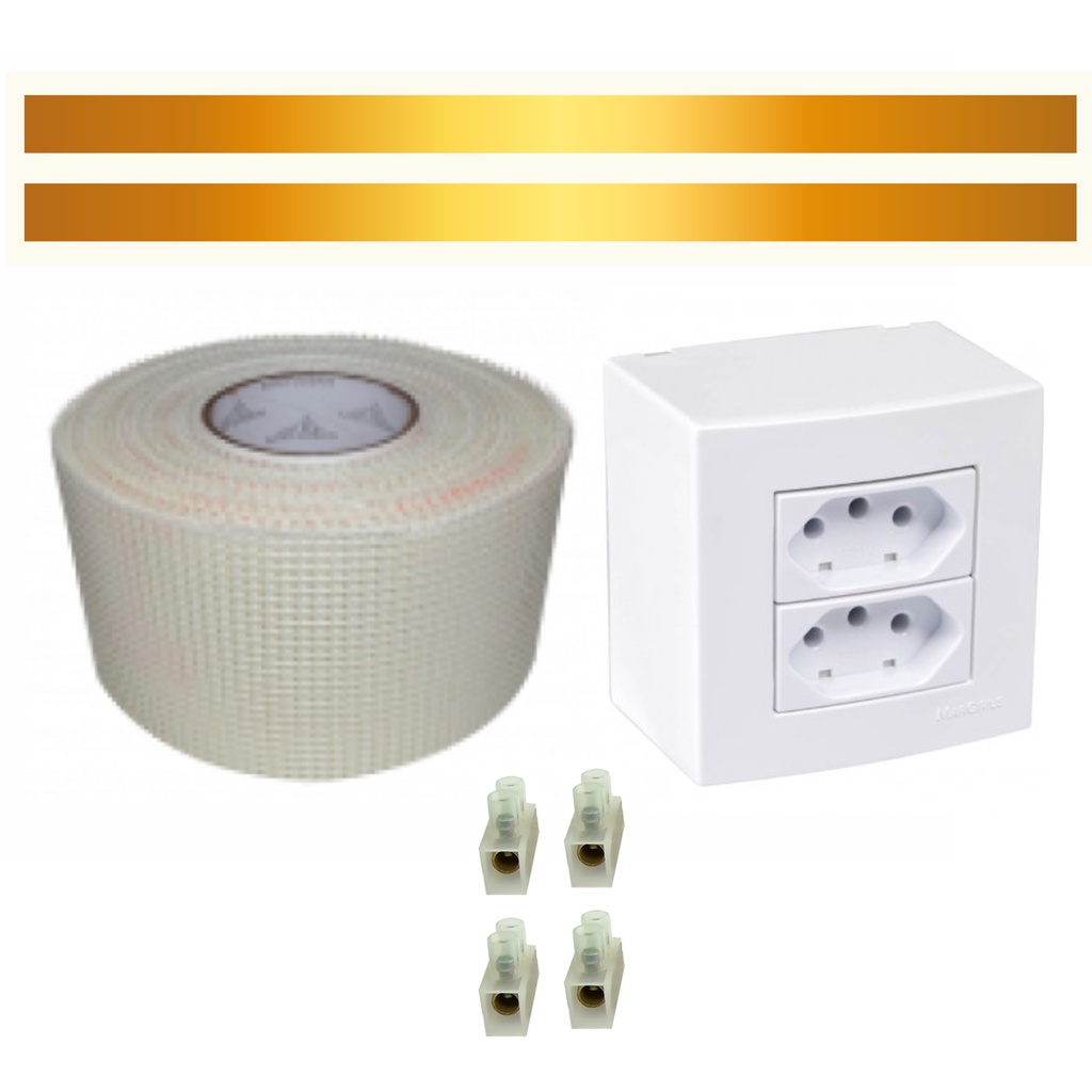 Kit Eletrofita 2 pistas 10A - 3 metros + tomada dupla de sobrepor.