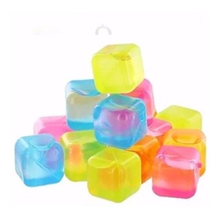 12 Cubos De Gelo Artificial Reutilizável Coloridos