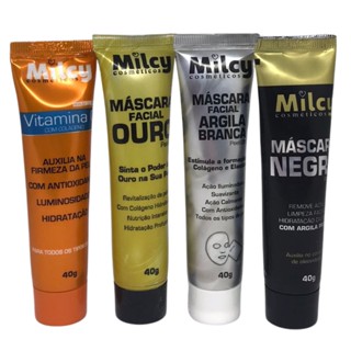 Linha Mascaras Faciais Milcy 40g Ouro Argila Branca Negra Vitamina C