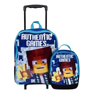 Kit Mochila Escolar Infantil Authentic Games Super Mass G Rodinhas + Lancheira