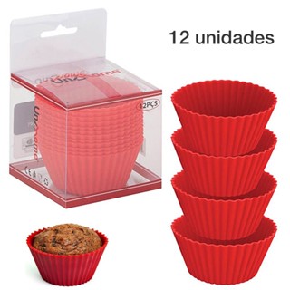 Forma de Silicone para Cupcake Bolinho Muffin Kit com 12 Unidades Forminhas em Oferta na Shopee