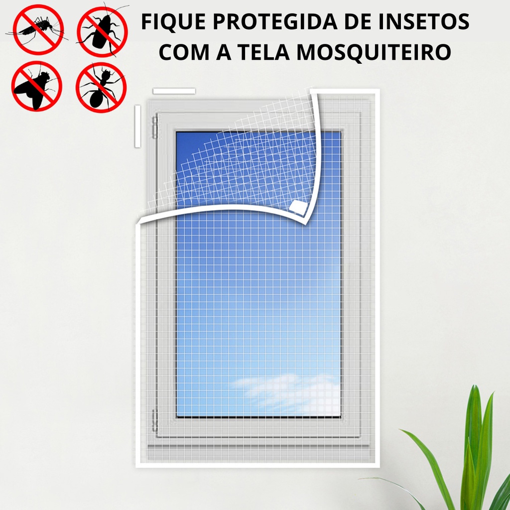 Tela Rede Proteção Mosquiteiro Janela Basculante Velcro Mosquito Pernilongo Dengue Vários ...