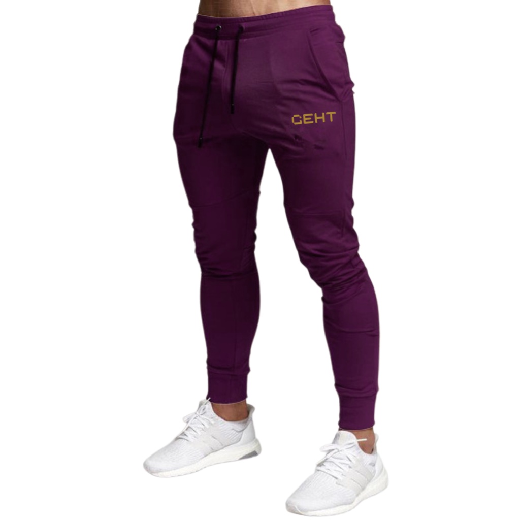 Calça Moletom de Academia Peluciada Masculina Com Bolso e Punho Ajustável