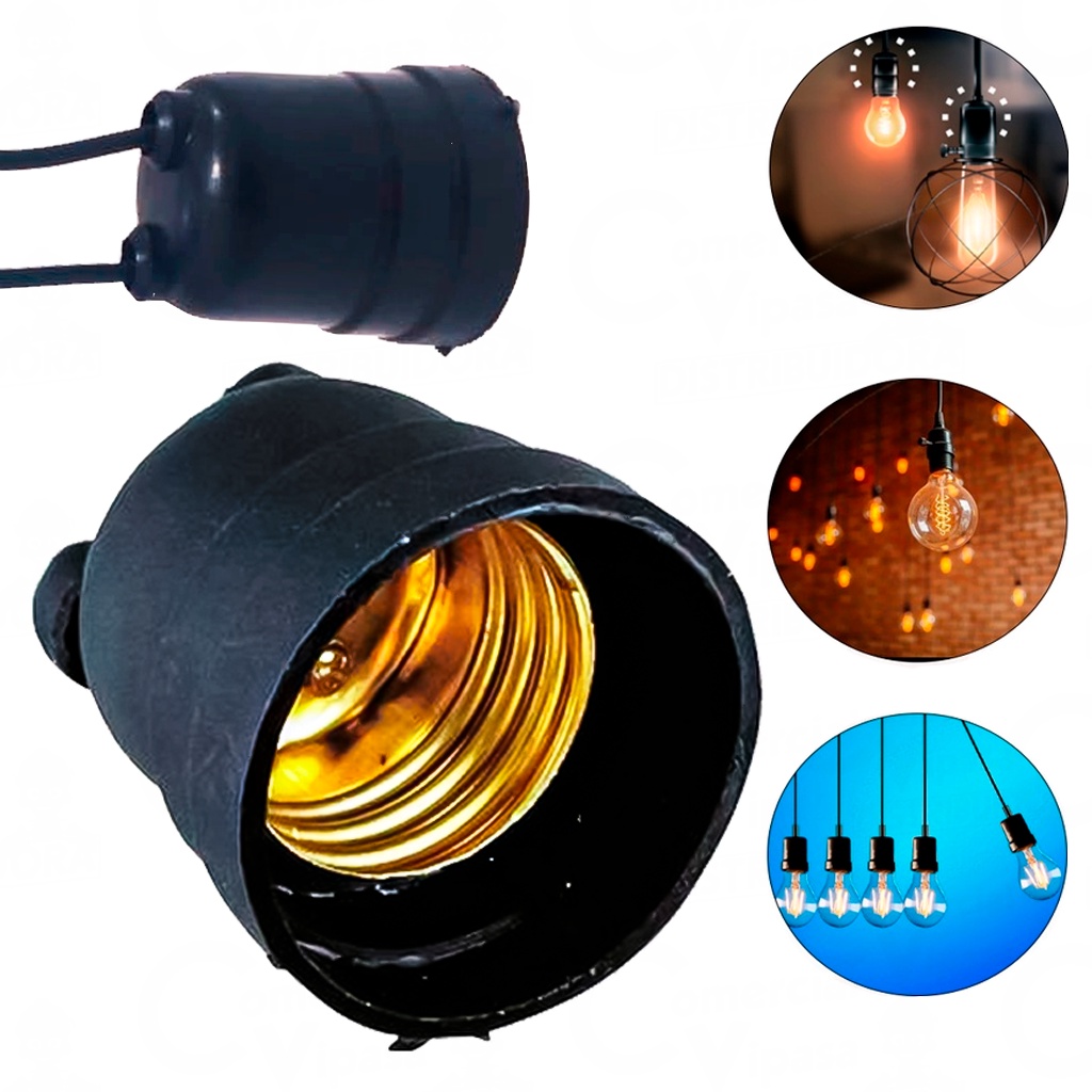 Soquete Bocal Lâmpada Tomada Com Rabicho REFORÇADO Profissional  Preto em Oferta na Shopee
