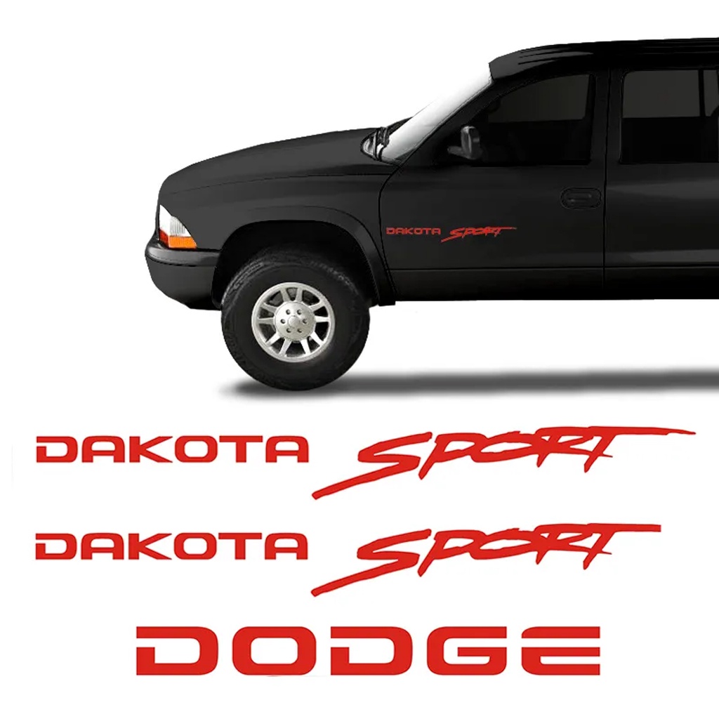 Kit Adesivo Emblema Lateral Traseiro Dodge Dakota Sport Vermelho