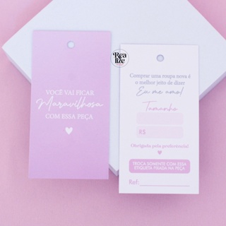 Tag / Etiqueta De Roupa ER05 / Pronta entrega / 9x5cm │ ''você vai ficar maravilhosa com essa peça'' em Oferta na Shopee