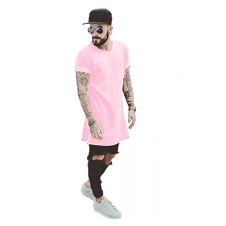 CAMISETA LONGA COMPRIDA ROSA LONGLINE OVERSIZED STECCHI