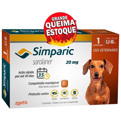 REMEDIO CONTRA PULGA E CARRAPATO PARA CAES DE 5 A 10 KG 3 UNIDADE SIMPARIC