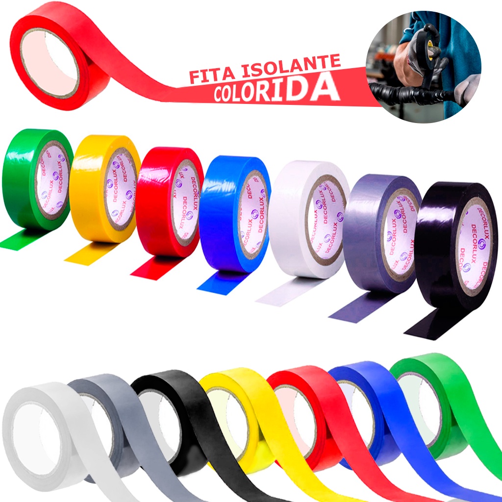 Fita Isolante Anti Chama 5mX18mm Colorida Várias Cores Encapa Fios Anti Choque em Oferta na Shopee