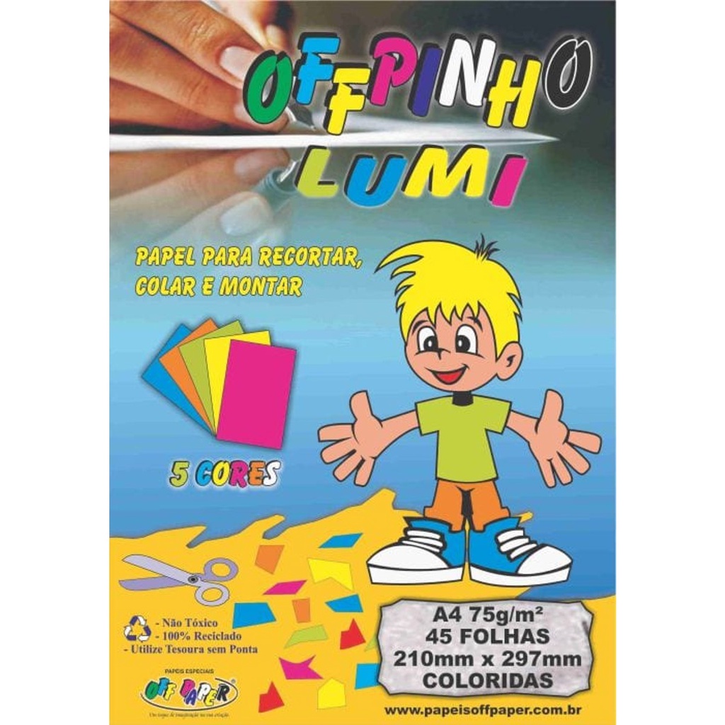 Papel Criativo Lumi A4 5 Cores Com 45 Folhas 75g Off Paper Shopee Brasil 2743