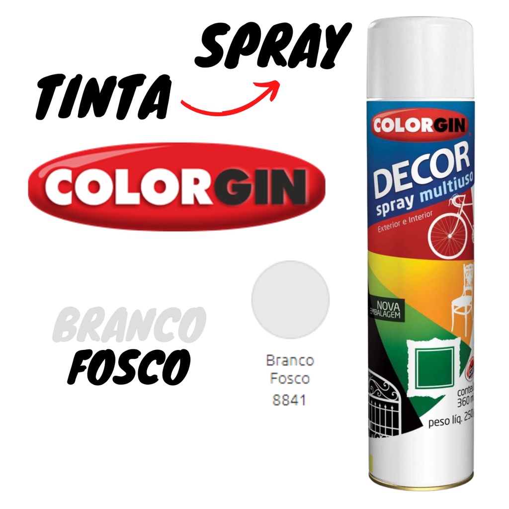 Tinta Spray Branco Fosco 360ml - Colorgin