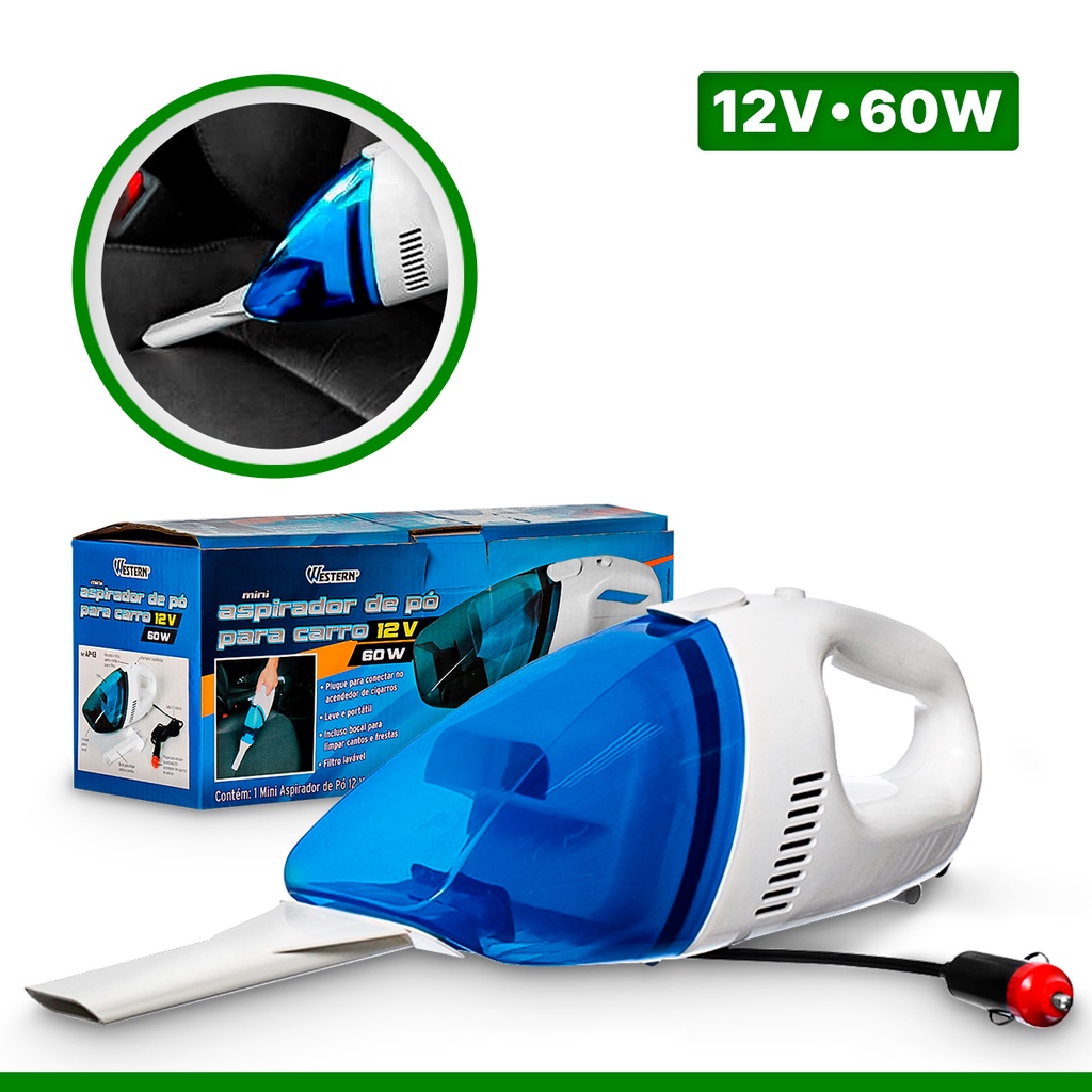 Aspirador de Pó Carro com Led 12V 60W Aspira Pó e Agua Automotivo - Western