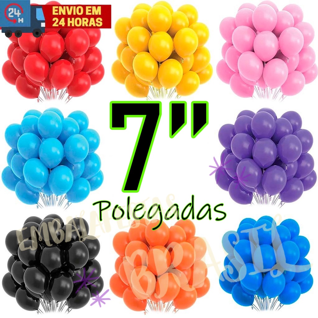 25 Unidades Balao Bexiga Latex Numero 7 Polegadas Para Decoração Festa Eventos Aniversario