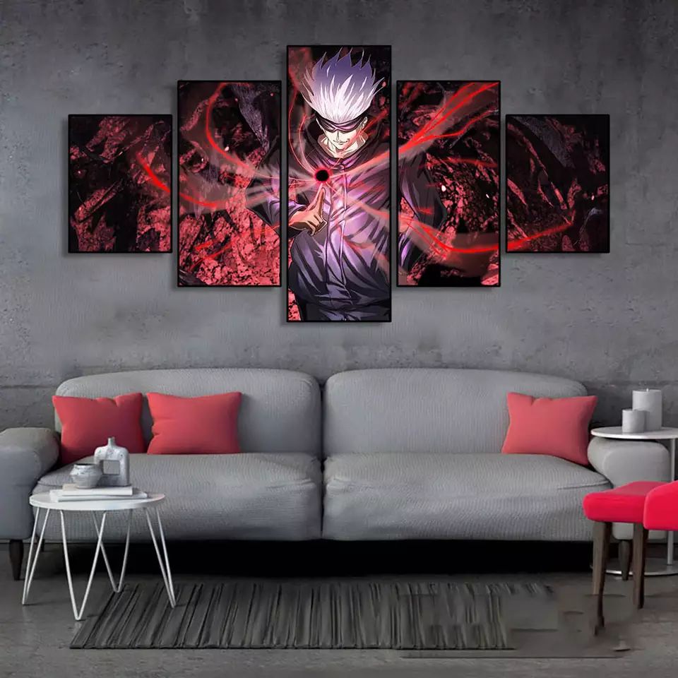 Quadro Decorativo Mosaico Anime Jujutsu Kaisen, Gojo Sukuna 5 Partes arte de parede de sala de estar, murais decorativos, presentes