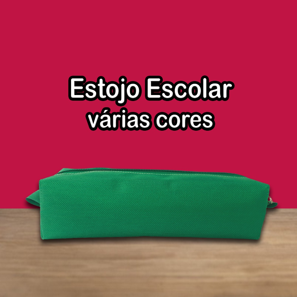 Estojo Escolar Organizador Pincel Make  Nylon 600 Pvc Colorido Verde Bandeira Porta Lápis e Canetas Volta às Aulas