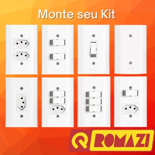 Tomadas e Interruptores 10a 20a Placas 4x2 e 4x4 Romazi Linha Dunas Parafuso Aparente