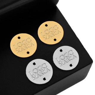 Etiqueta Personalizada de Metal com logo ou nome da marca (1cm)