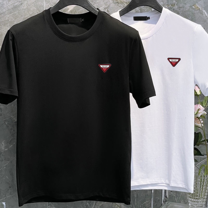 Camiseta Prada basica com logo em placa