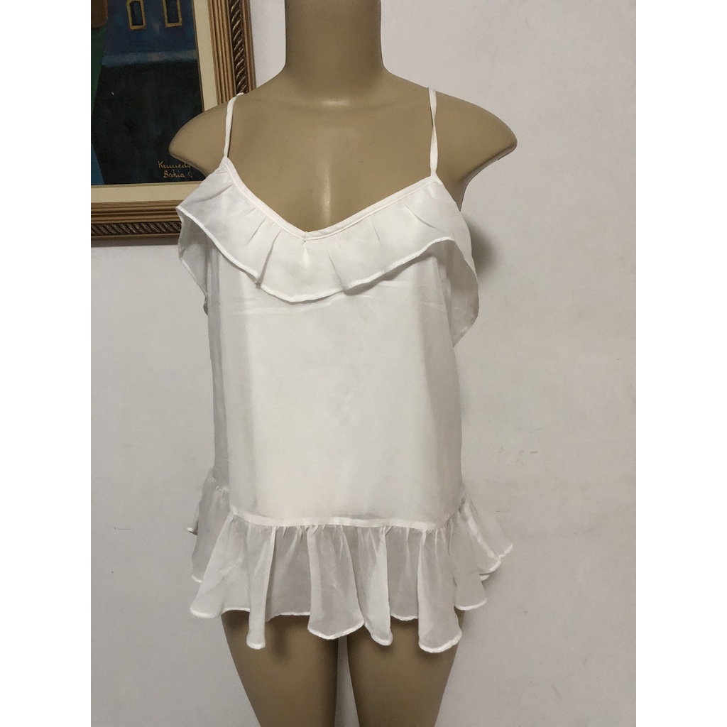 Blusa Lança Perfume off white alcinhas feminina tamanho G