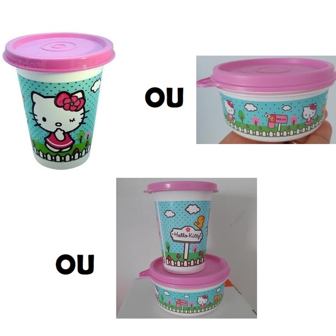 Tupperware Kit Hello Kitty Copinho 200mL+Potinho com Tampa 180mL