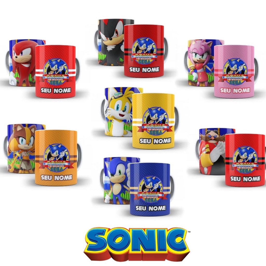 Caneca De Plástico (Polímero) do Sonic e sua Turma para personalizar com o nome em Oferta na Shopee