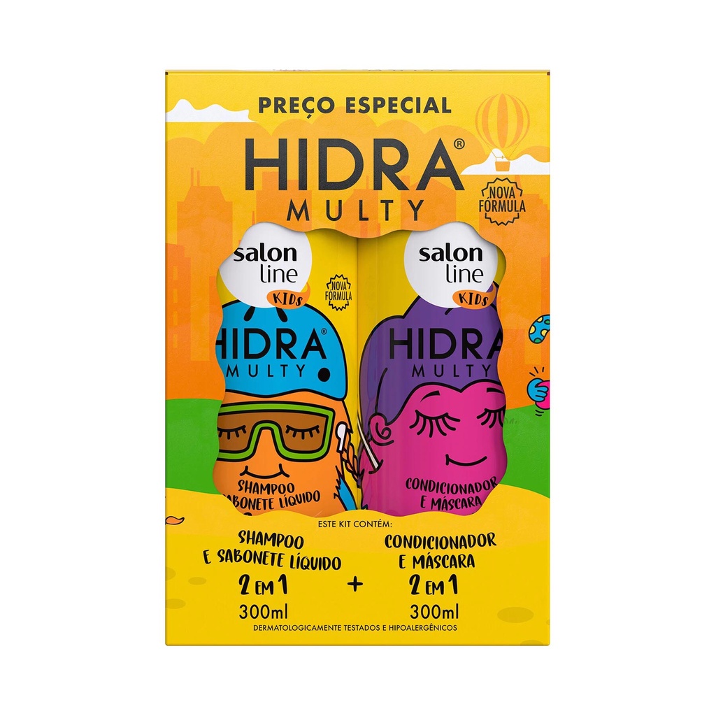 Kit Shampoo e Condicionador Hidra Multy Kids 300ml - Salon Line