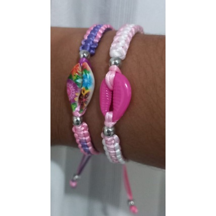 1 Pulseira ou Tornozeleira personalizada Macramê Fio De Seda miçangas Búzios e Concha moda praia
