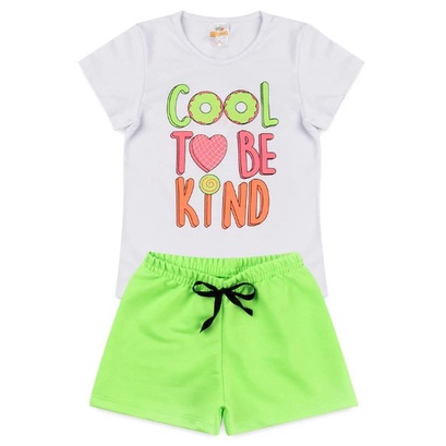 Conjunto Infantil Feminino verão, Cool To Be Kind Tam1 ao 14 anos