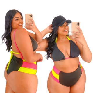 Biquíni Plus Size Cintura Alta Feminino Biquini Alta Tendencia Verão 2023