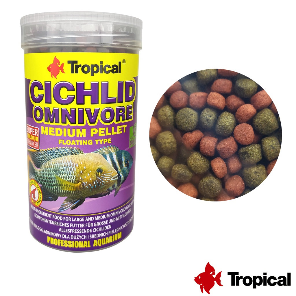 Ração Para Peixes Cichlid Omnivore Medium Pellet 180g Tropical