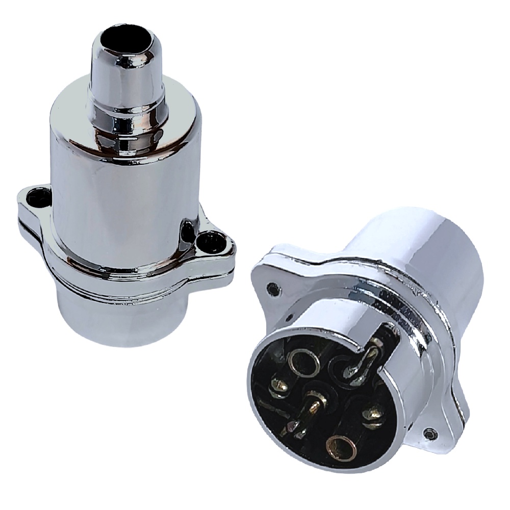 Tomada Plug Conector Macho Cromado Engate Carretinha Reboque