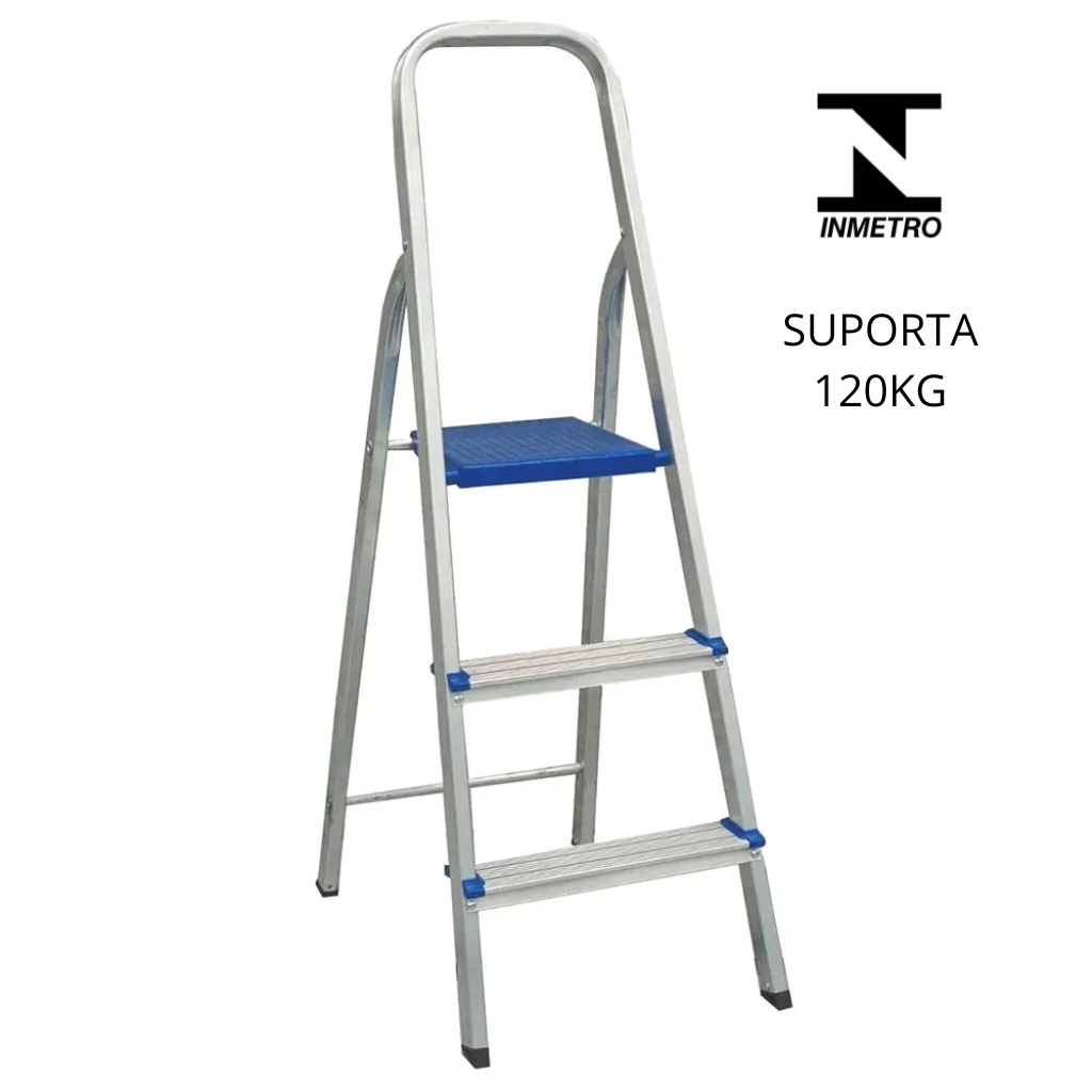 Escada de Alumínio Pequena 3 Degraus Domestica Real em Oferta na Shopee