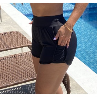 Short praia com bolso para celular caminhada fitness