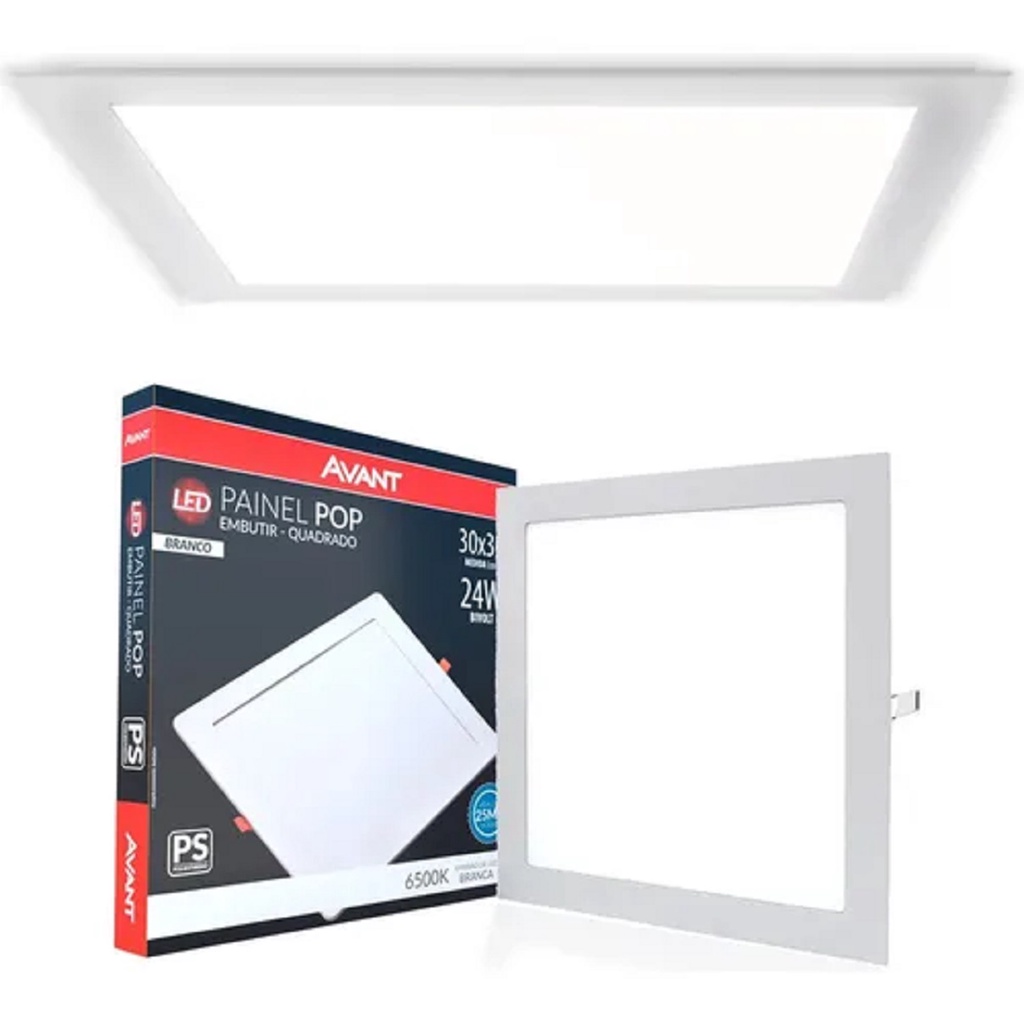 Painel Led Pop Embutir Quadrado 24W Branco Frio 6500k Avant