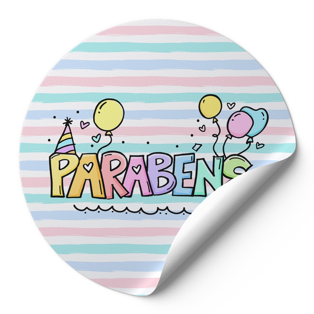 Adesivos Etiquetas Para Embalagens Tag Redondos Aniversario Parabéns ...