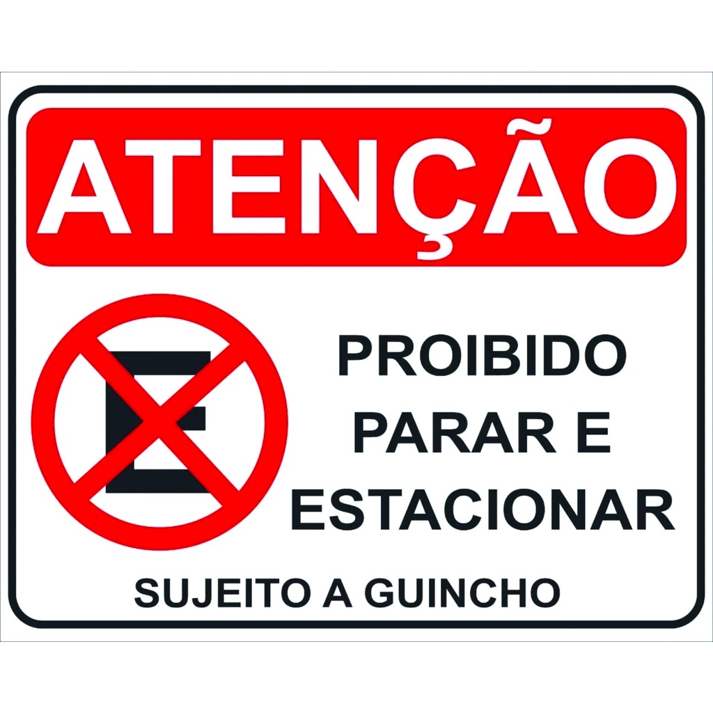 Placa Sinalização Proibido Parar e Estacionar PVC 60x40 cm 1mm em Oferta na Shopee